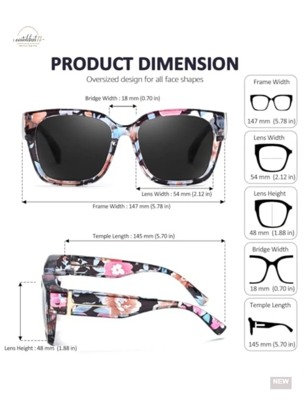 Polarized Fit Over Sunglasses Oversized Square 2 Pack